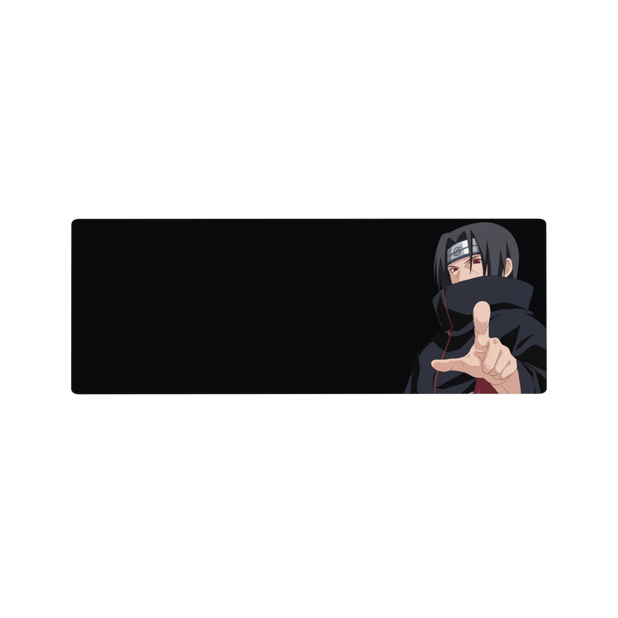 Naruto Itachi anime mouse pad 32x12 inches with Akatsuki cloak details and smooth tracking surface.