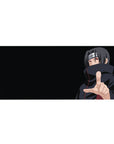 Naruto Itachi anime desk pad 36x16 inches with Akatsuki cloak details and smooth mouse tracking.