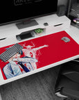 Aki Hayakawa anime mouse pad 40x20 inches featuring intense crimson, Curse Devil, for Chainsaw Man fans.