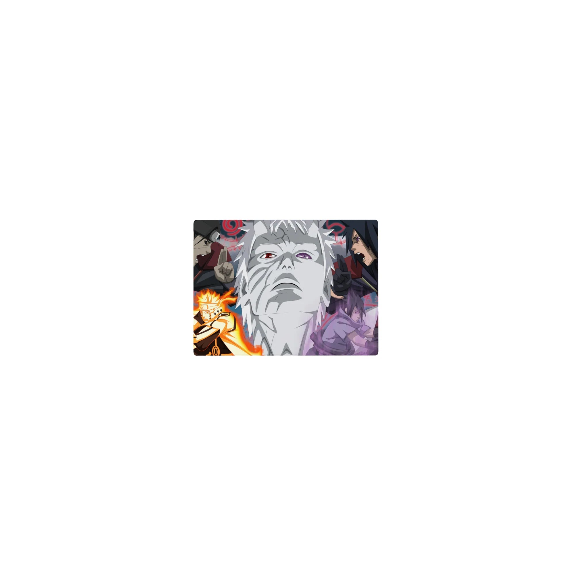 Classic anime mouse pad 14x10 inches with Naruto vs Sasuke and Madara vs Hashirama stone face art.