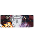 32x12 inches anime mouse pad with Naruto, Sasuke, Madara and Hashirama showdown artwork and ink patterns.