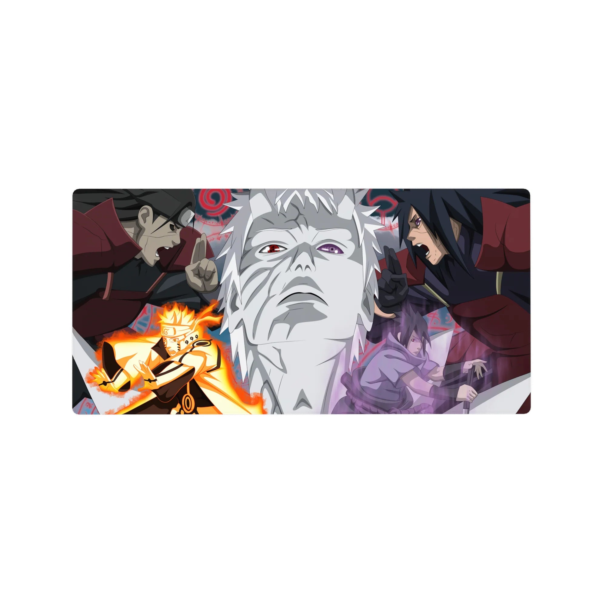 32x16 inches anime mouse pad with Naruto vs Sasuke and Madara vs Hashirama face-off design.