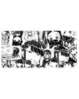 32x16 inches anime girl mouse pad with glossy black-and-white chibi collage, faces and speech bubbles.
