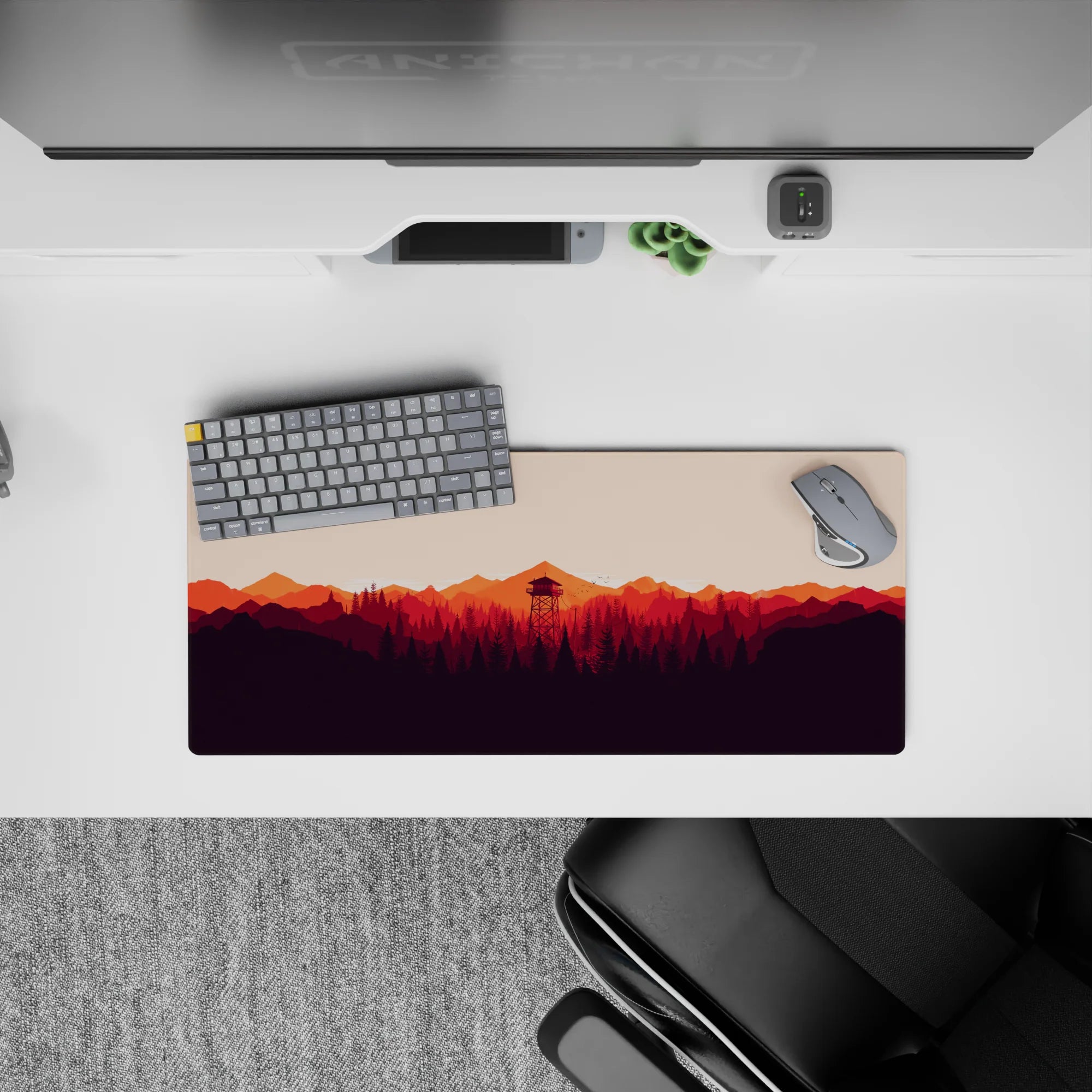 Vector Landscapes Deskmat | Mousepad | Deskpad - Sunset Watchtower