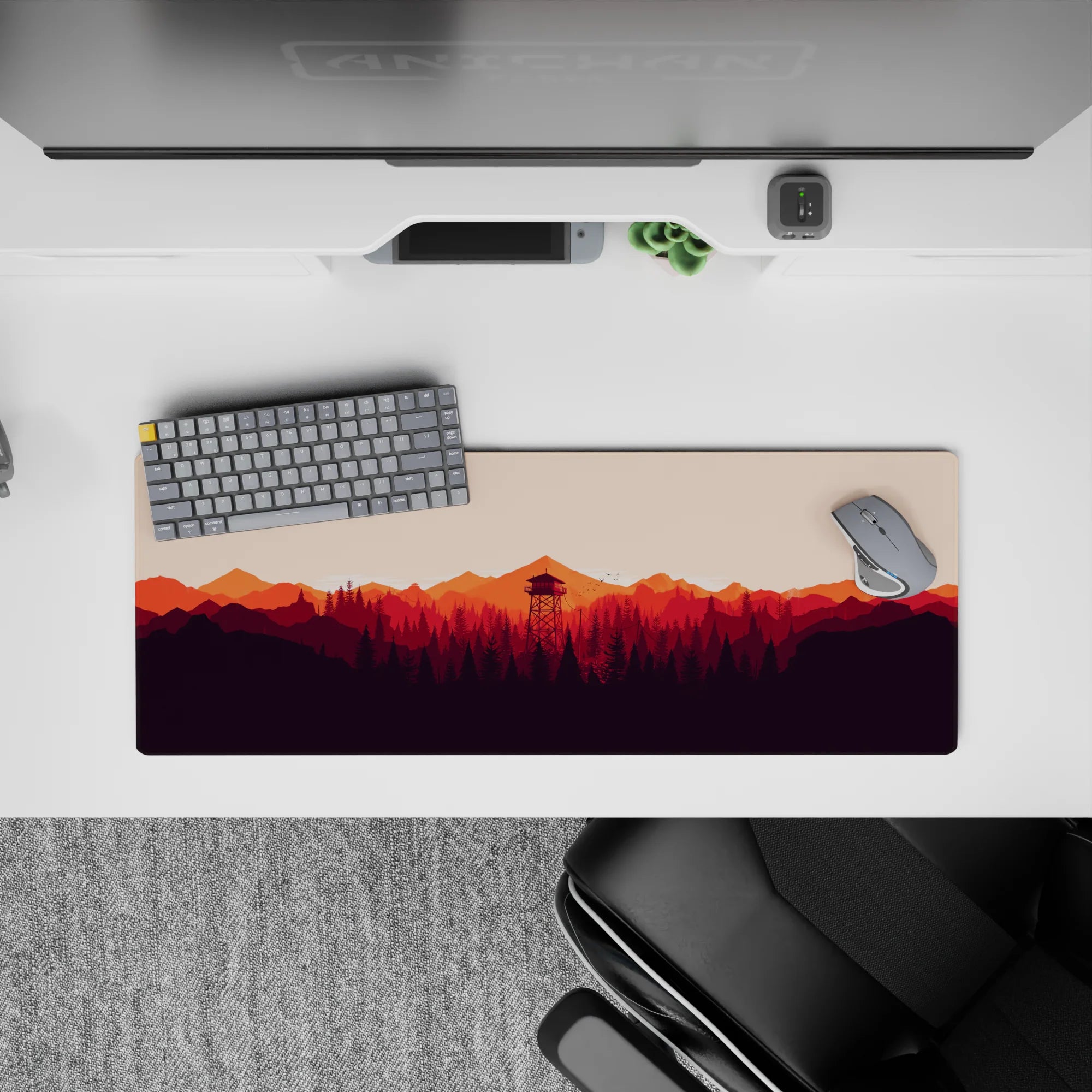 Vector Landscapes Deskmat | Mousepad | Deskpad - Sunset Watchtower