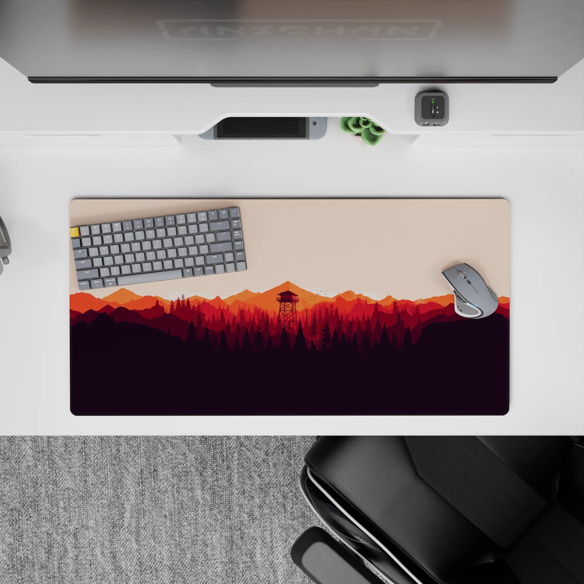 Vector Landscapes Deskmat | Mousepad | Deskpad - Sunset Watchtower