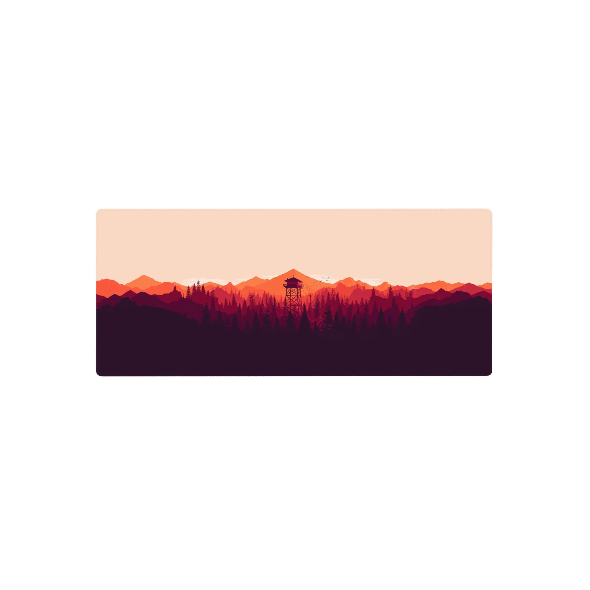 Vector Landscapes Deskmat | Mousepad | Deskpad - Sunset Watchtower