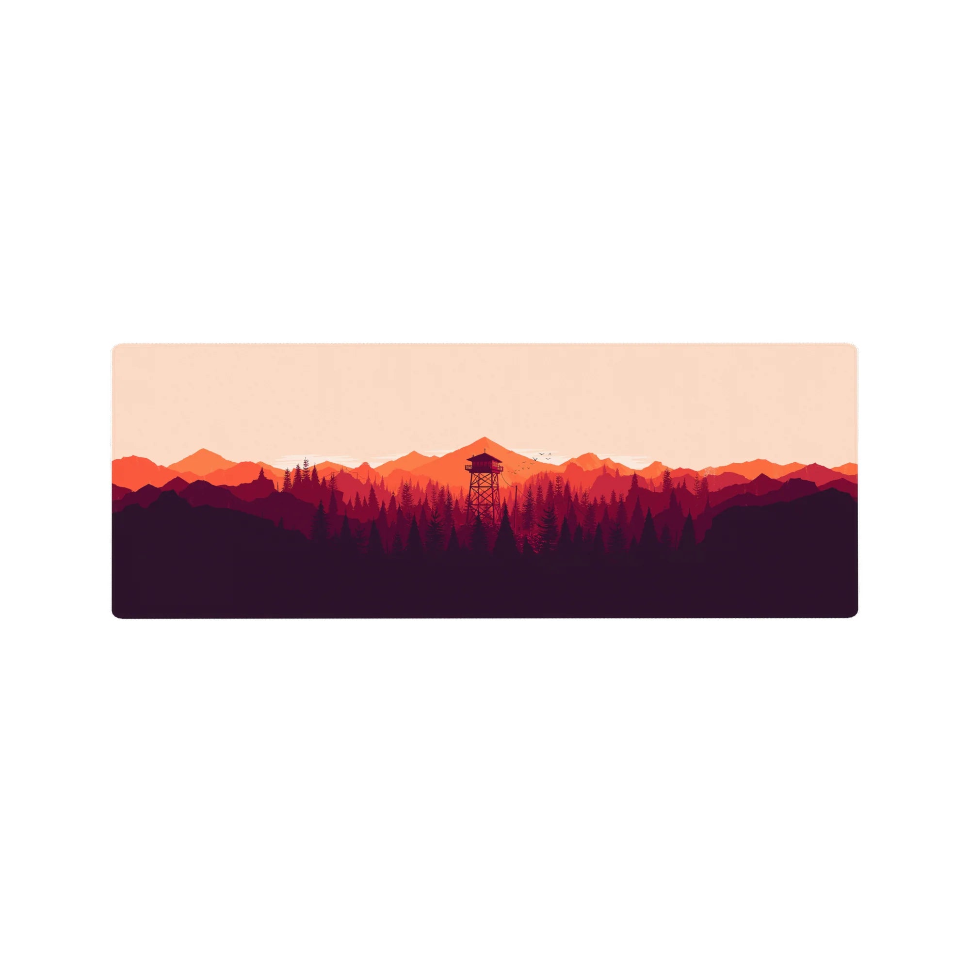 Vector Landscapes Deskmat | Mousepad | Deskpad - Sunset Watchtower