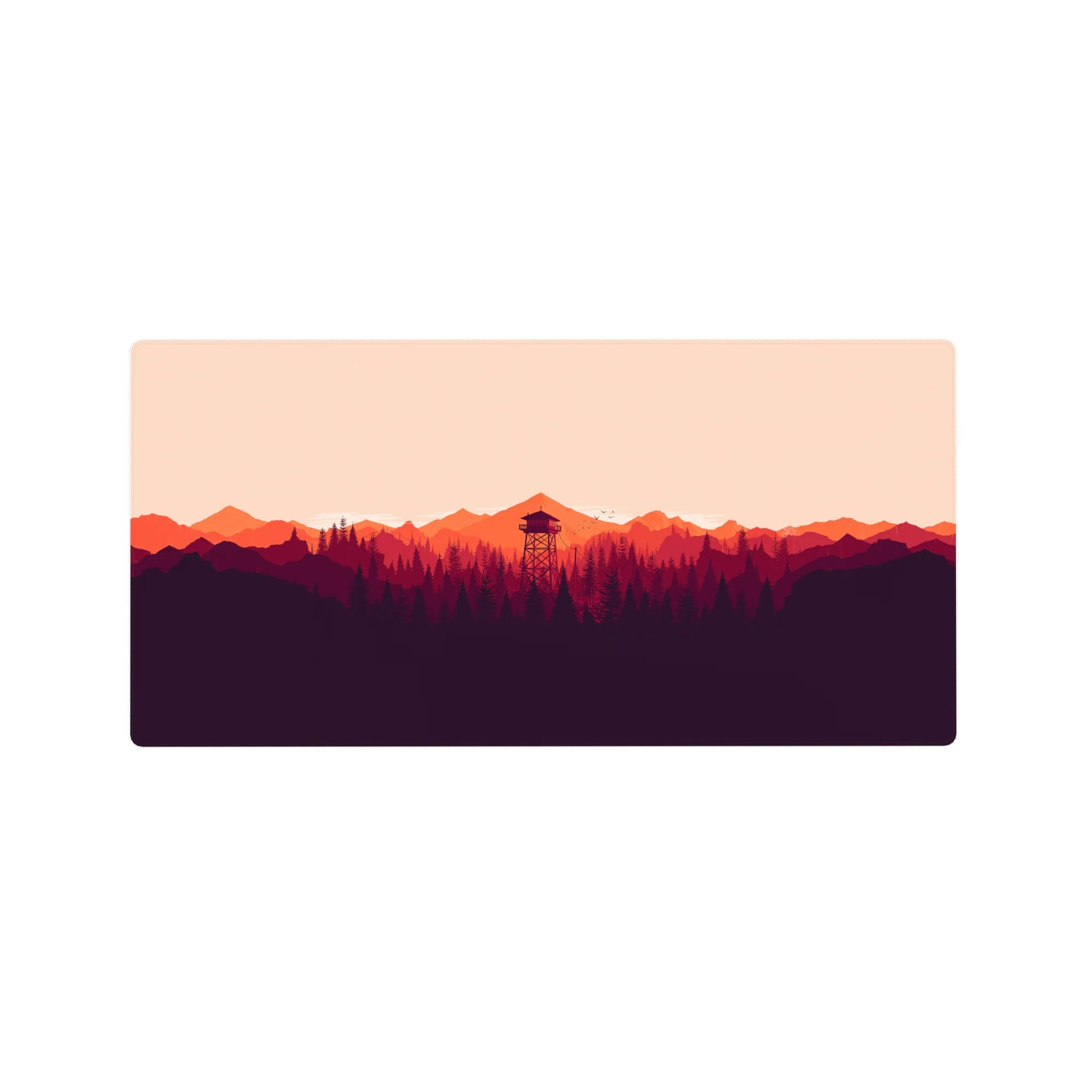 Vector Landscapes Deskmat | Mousepad | Deskpad - Sunset Watchtower