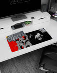 Anime mouse pad 28x12 inches featuring Persona 5. Joker and Morgana in dynamic style, with bold red, black, and grey tones.