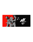 Persona 5 anime mouse pad, 28x12 inches, featuring Joker and Morgana in dynamic red, black, and grey design.