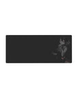 Anime girl mouse pad 28x12 inches with horned cute character, dark gradient background, glossy anime style.