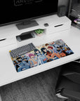 28x12 inches anime girl mouse pad showing sharp-eyed girl in white uniform, red-scarf heroine, treats.