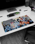 32x16 inches anime girl mouse pad featuring sharp-eyed girl in white uniform with red-scarf heroine crowding in.