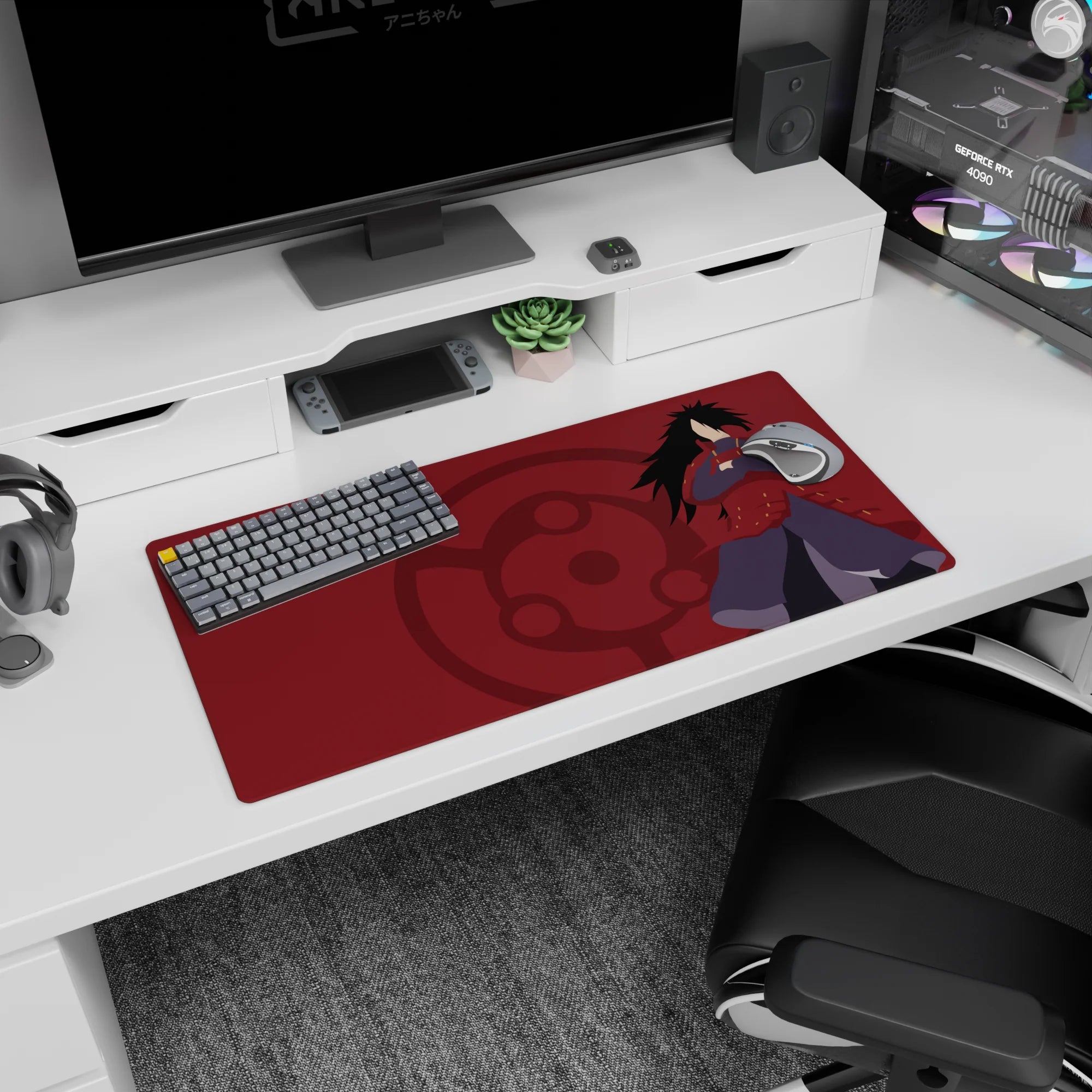 32x16 inches Naruto mouse pad showing Madara Uchiha standing calm and intimidating with arms crossed.