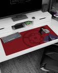 36x16 inches Naruto desk pad showing Madara Uchiha arms crossed on a red backdrop, scary-cool look.
