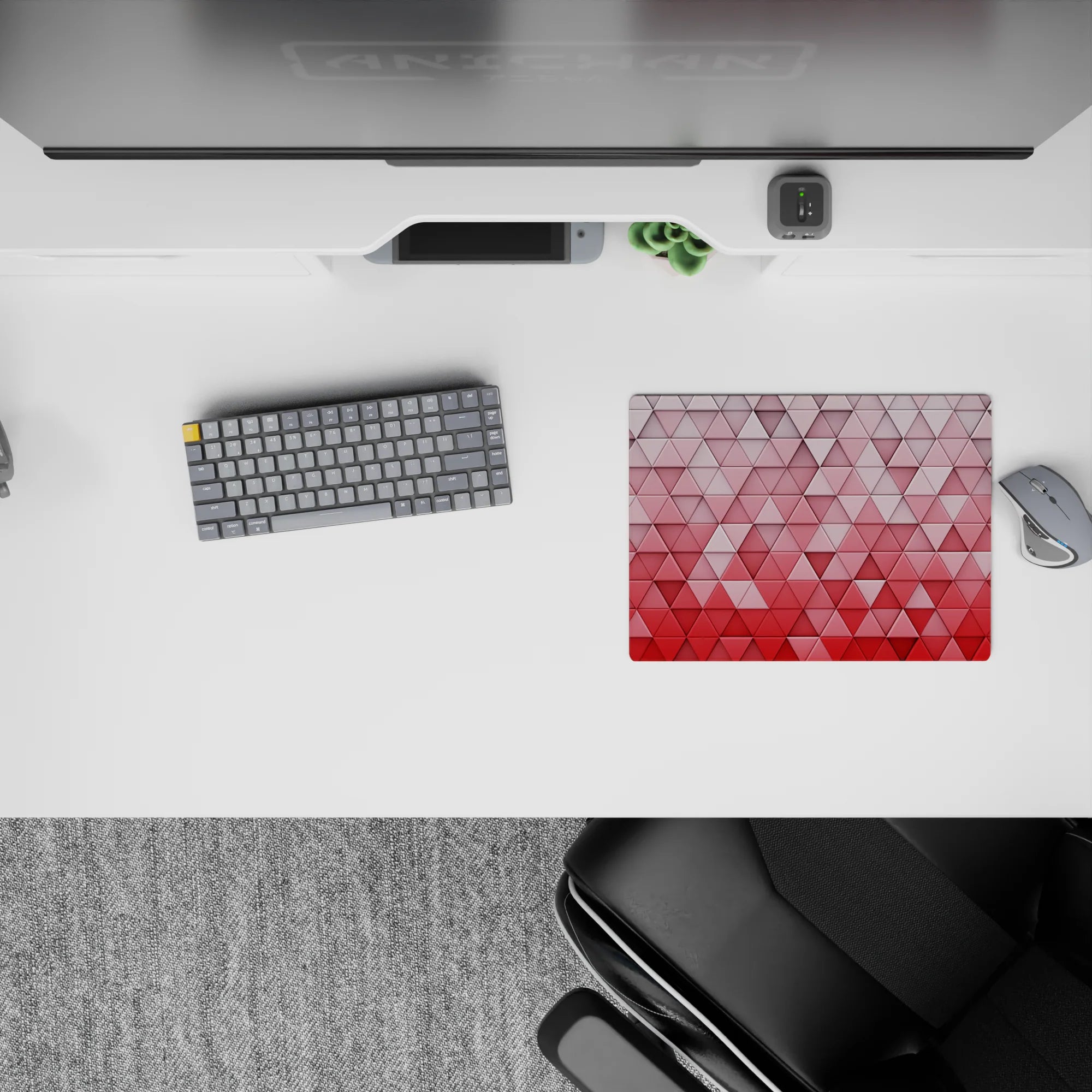 Geometry Abstract Deskmat | Mousepad | Deskpad - Crimson Gradient Geometry - AniChan