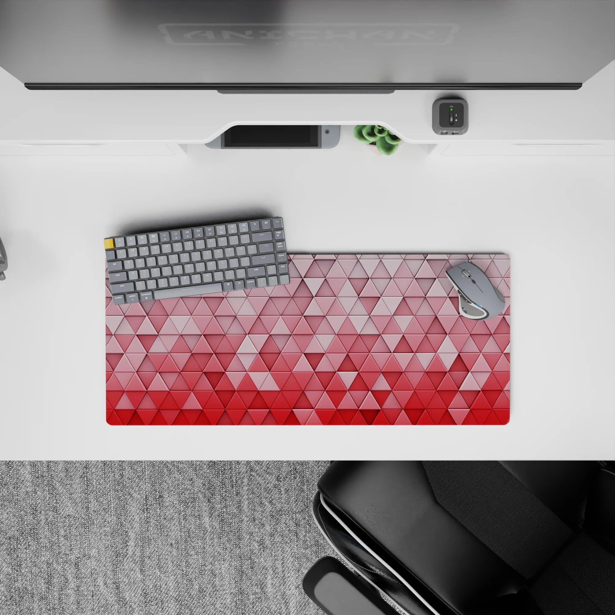 Geometry Abstract Deskmat | Mousepad | Deskpad - Crimson Gradient Geometry - AniChan