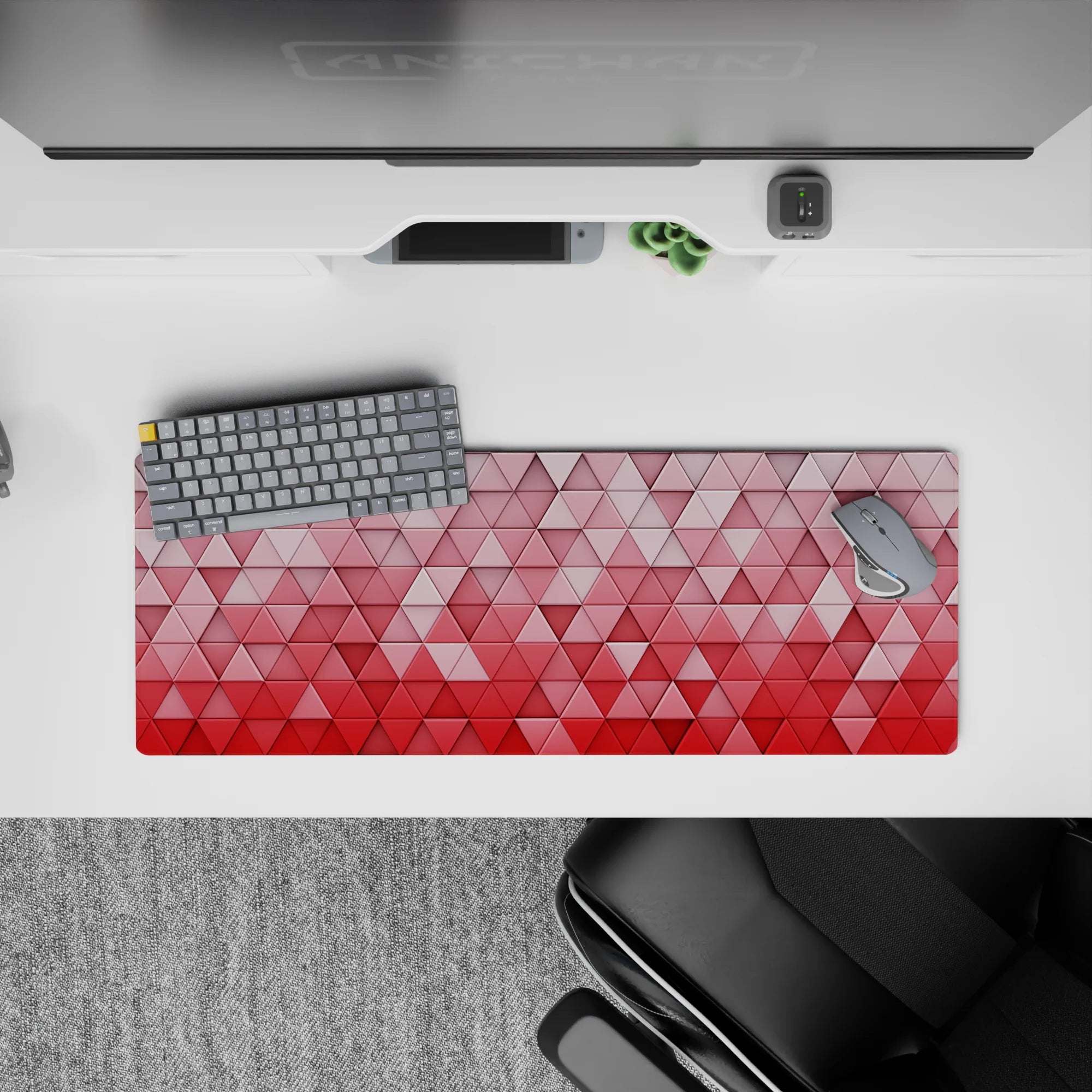 Geometry Abstract Deskmat | Mousepad | Deskpad - Crimson Gradient Geometry - AniChan