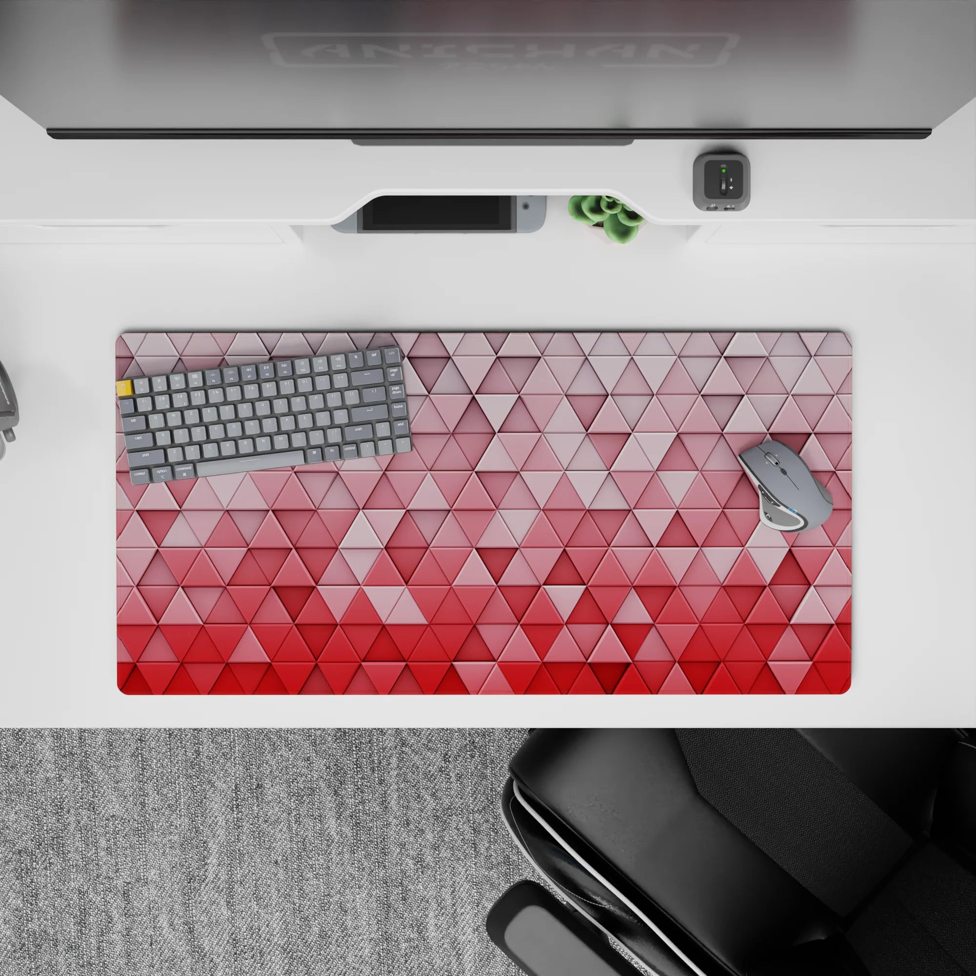 Geometry Abstract Deskmat | Mousepad | Deskpad - Crimson Gradient Geometry - AniChan