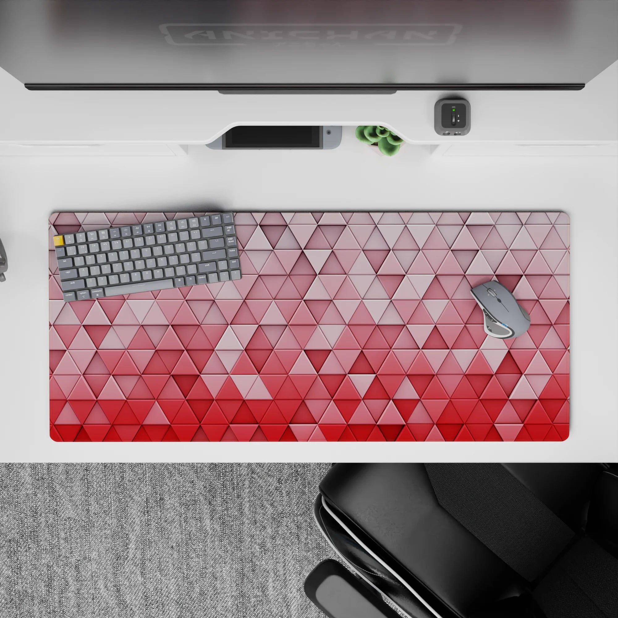 Geometry Abstract Deskmat | Mousepad | Deskpad - Crimson Gradient Geometry - AniChan