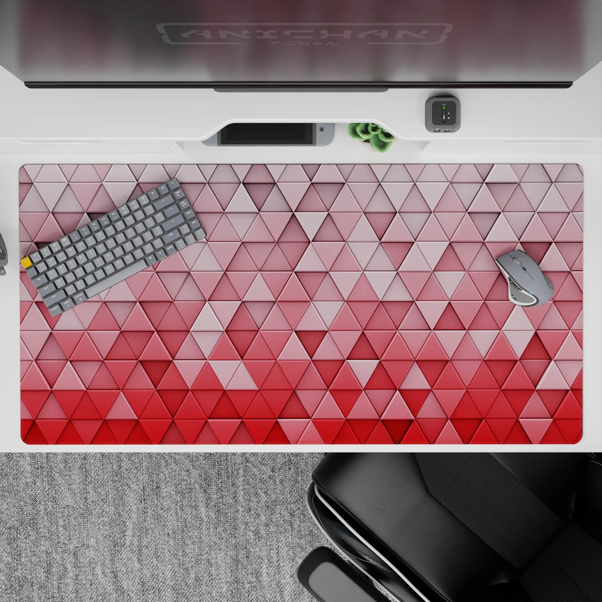 Geometry Abstract Deskmat | Mousepad | Deskpad - Crimson Gradient Geometry - AniChan