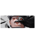 32x12 inches anime mouse pad with Sasuke Uchiha and a crow overlay, sleek desk mat for gaming.