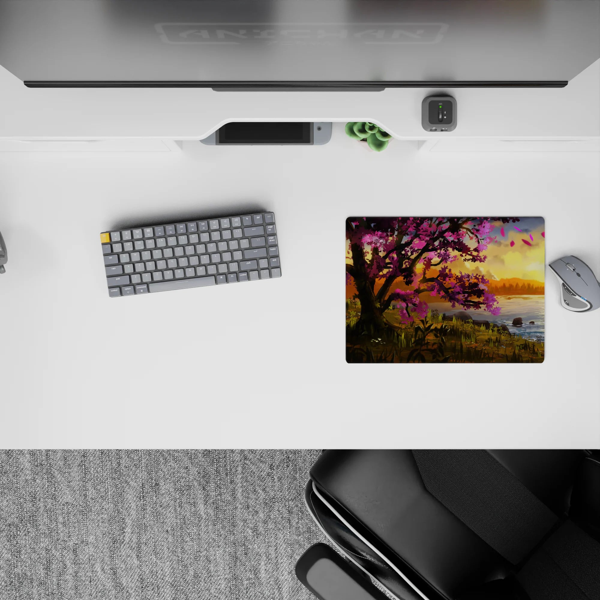 Fantasy Landscapes Deskmat | Mousepad | Deskpad - Sunset Blossom Retreat