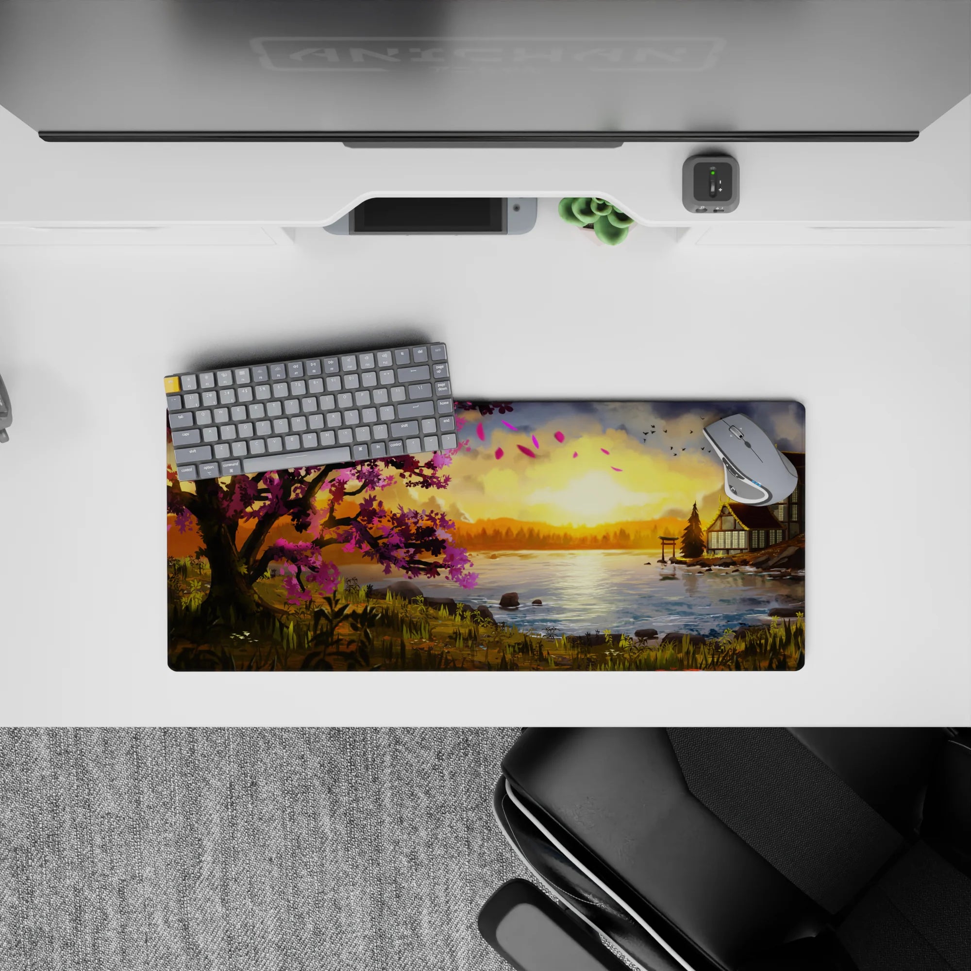 Fantasy Landscapes Deskmat | Mousepad | Deskpad - Sunset Blossom Retreat