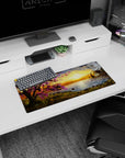 Fantasy Landscapes Deskmat | Mousepad | Deskpad - Sunset Blossom Retreat