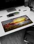 Fantasy Landscapes Deskmat | Mousepad | Deskpad - Sunset Blossom Retreat