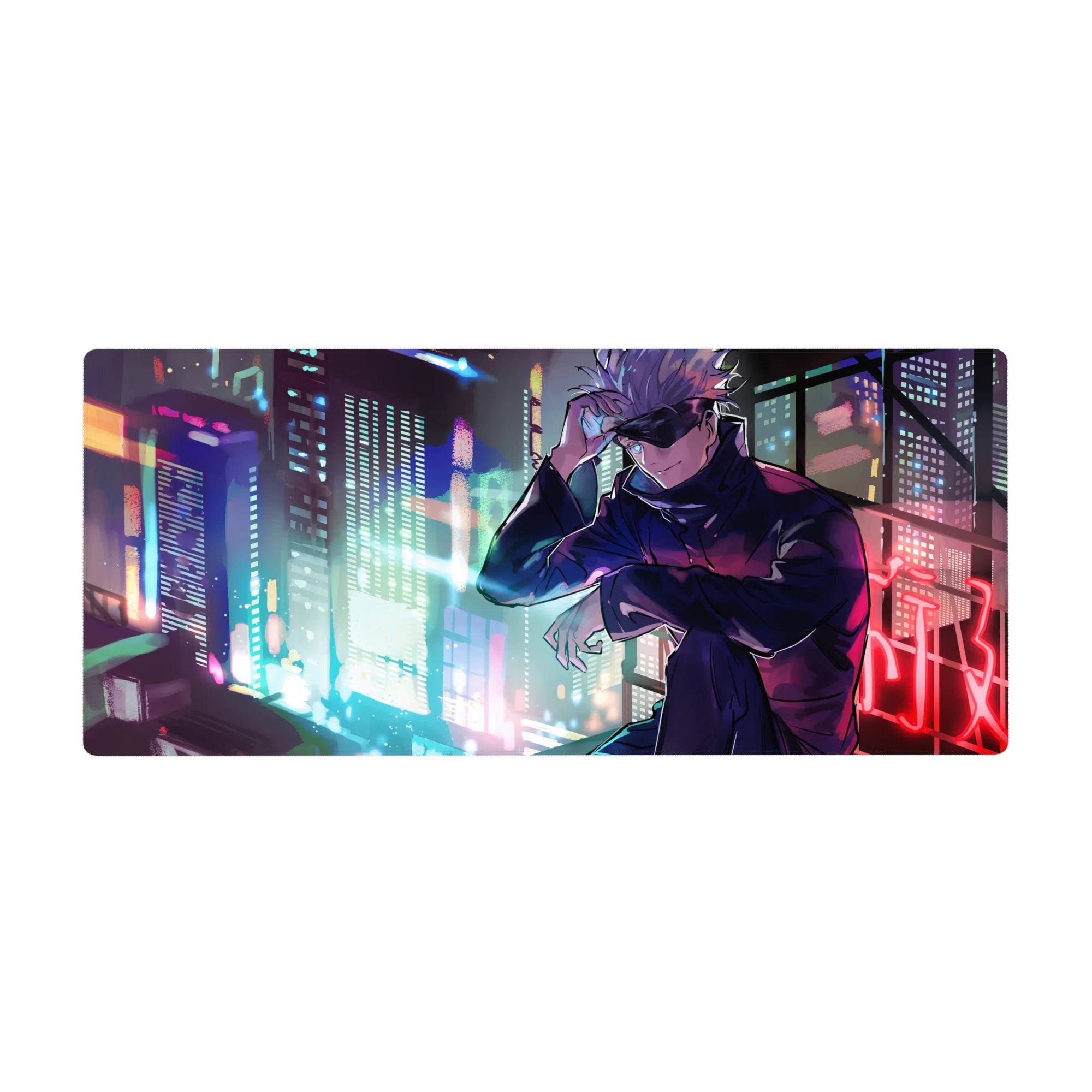 Jujutsu Kaisen Deskmat | Mousepad | Deskpad - Neon City Gojo - AniChan