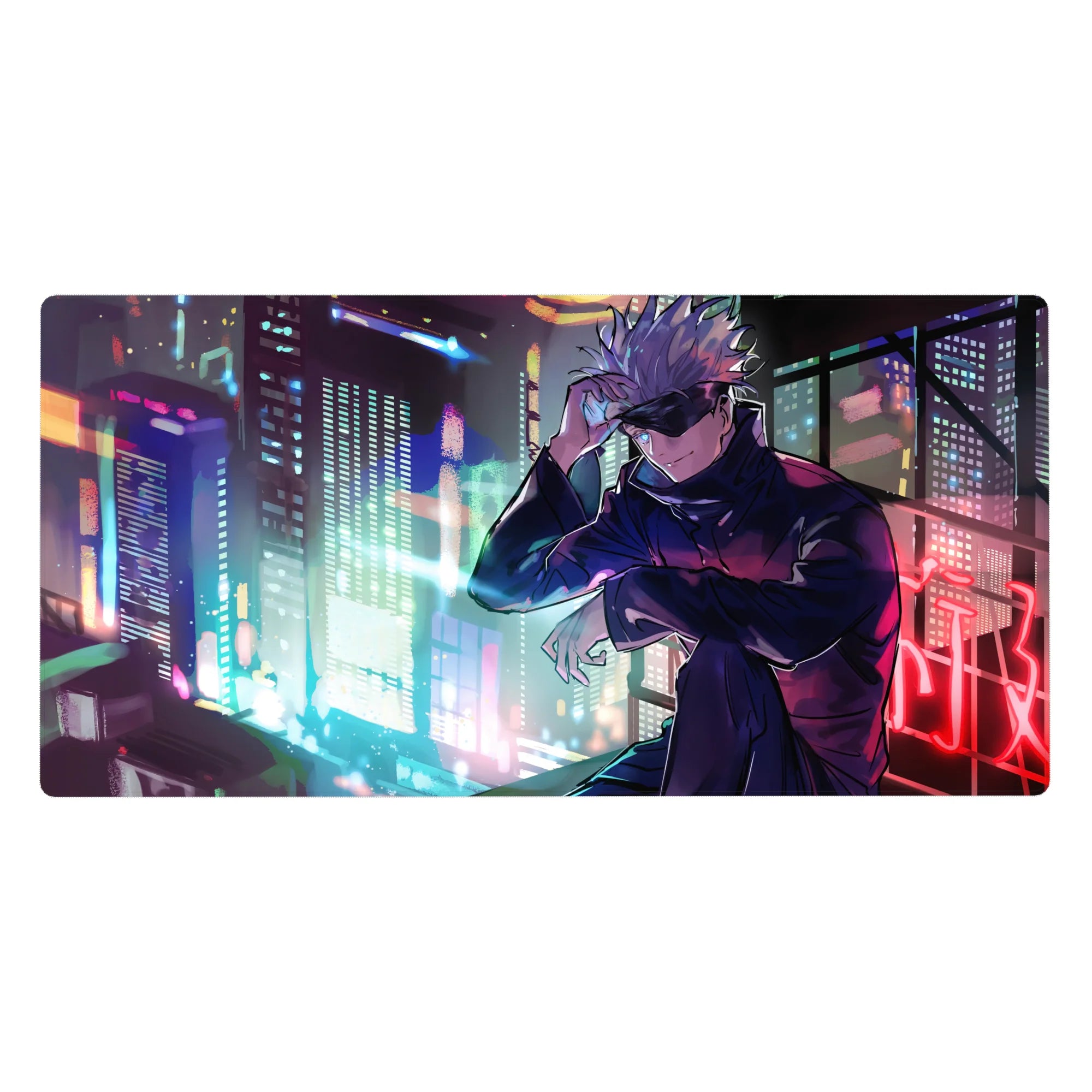 Jujutsu Kaisen Deskmat | Mousepad | Deskpad - Neon City Gojo - AniChan