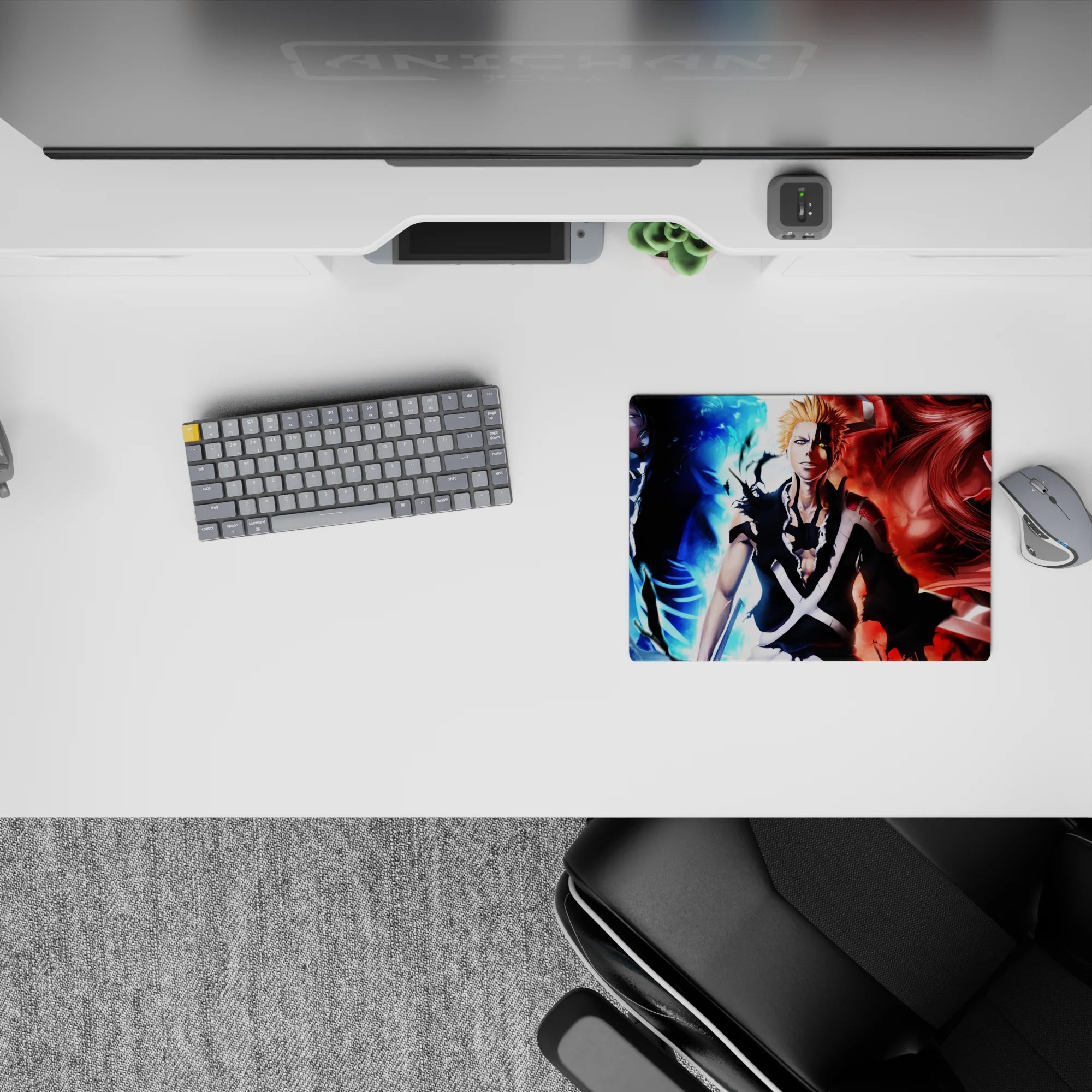 Ichigo anime mouse pad 14x10 inches featuring his icy calm, demonic rage, and chaotic power from Bleach.