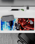 Ichigo anime mouse pad, 32x12 inches, showcasing his icy-blue calm and demonic rage, perfect for Bleach fans.