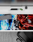 Ichigo anime desk pad 36x16 inches, featuring his icy-blue calm, demonic rage, and fiery energy from Bleach.