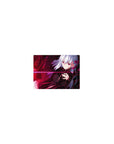 Classic anime girl mouse pad 14x10 inches with silver-haired heroine, neon bodysuit, and energy ribbons.