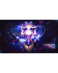 Anime girl desk pad 40x20 inches with cosmic Neptune artwork, neon sparks, and smooth tracking surface.