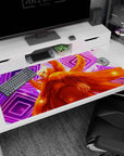40x20 inches anime desk pad showing Naruto Uzumaki in Kurama mode with glowing chakra cloak and rings.
