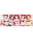 32x12 inches anime girl mouse pad with five flirty bikini-lingerie beauties under pastel clouds and light.