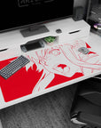 Asuna Sword Art Online desk pad 40x20 inches, shouting pose with fierce gaze and flying hair.