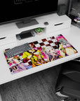 Sora and Shiro posing with playing cards on a 32x16 inches anime mouse pad, glossy eyes and bold outfits.