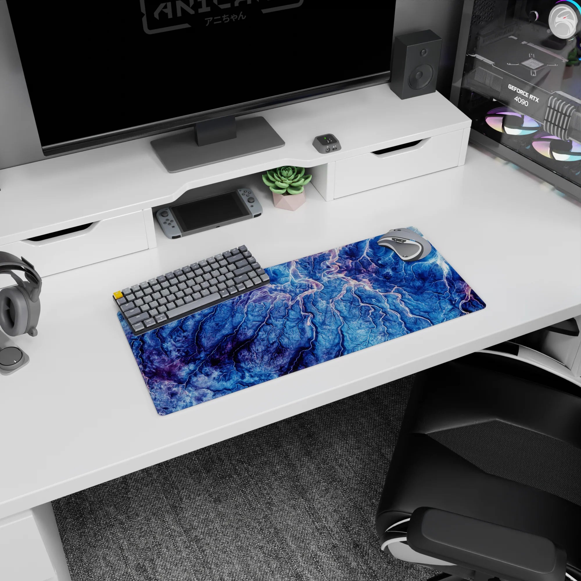 Topographic Abstract Deskmat | Mousepad | Deskpad - Mountain Veins