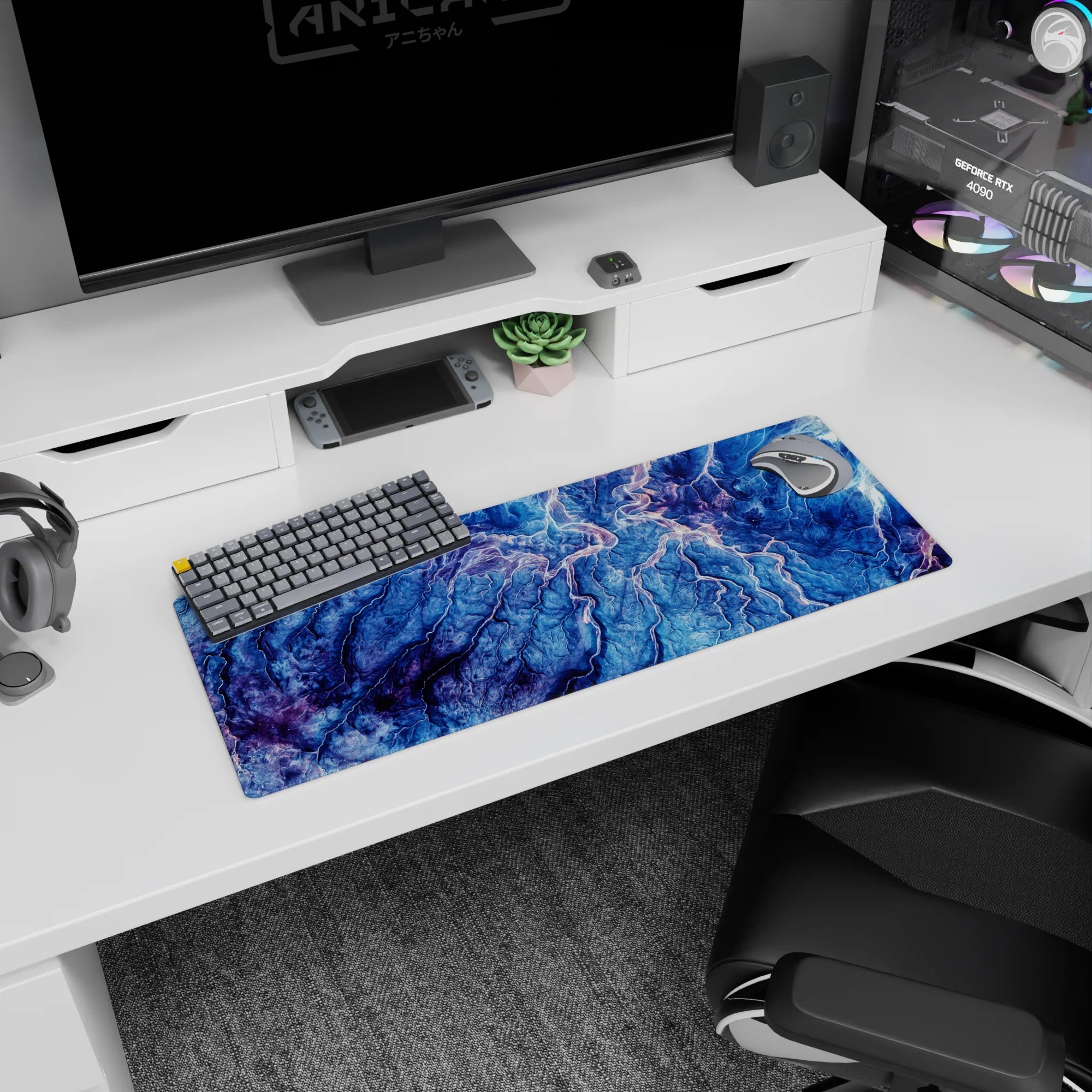 Topographic Abstract Deskmat | Mousepad | Deskpad - Mountain Veins