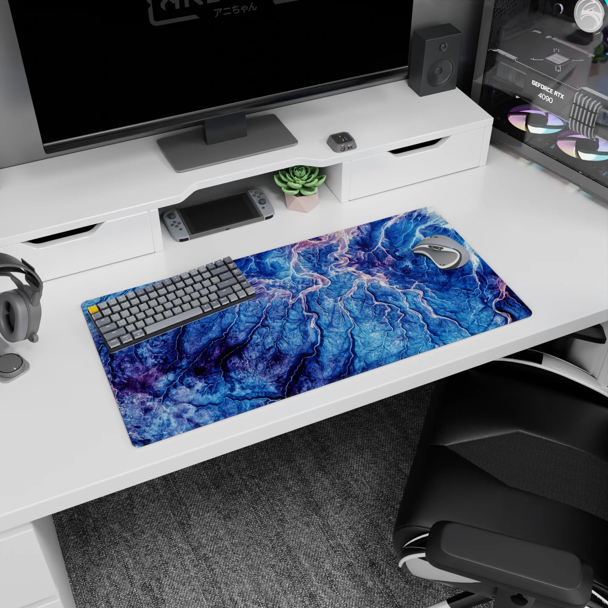 Topographic Abstract Deskmat | Mousepad | Deskpad - Mountain Veins