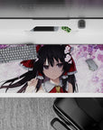 36x16 inches pastel pink sakura desk pad, cozy romantic vibe with crisp anime detail and smooth tracking.