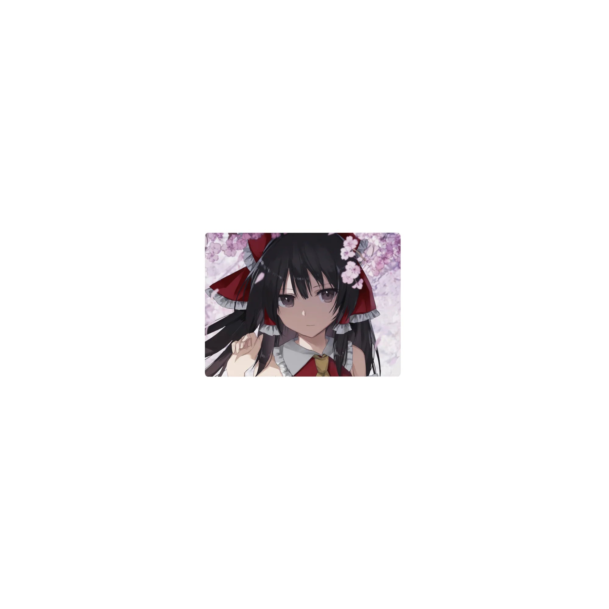 Classic anime girl mouse pad 14x10 inches with sakura petals, shrine maiden art, crisp detail.
