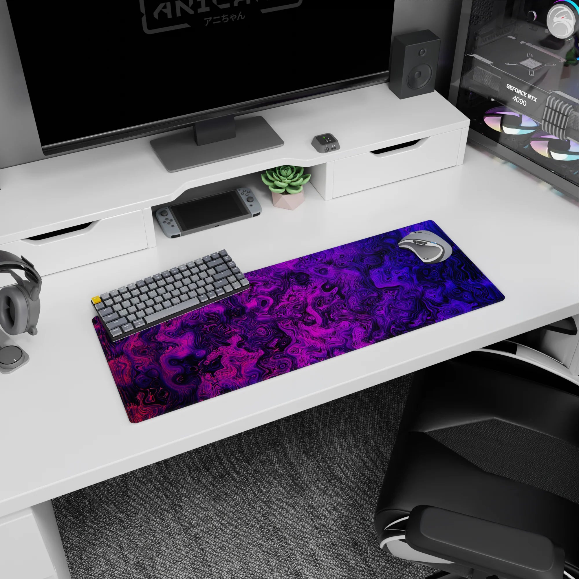 Topographic (Topo) Deskmat | Mousepad | Deskpad - Electric Contours - AniChan