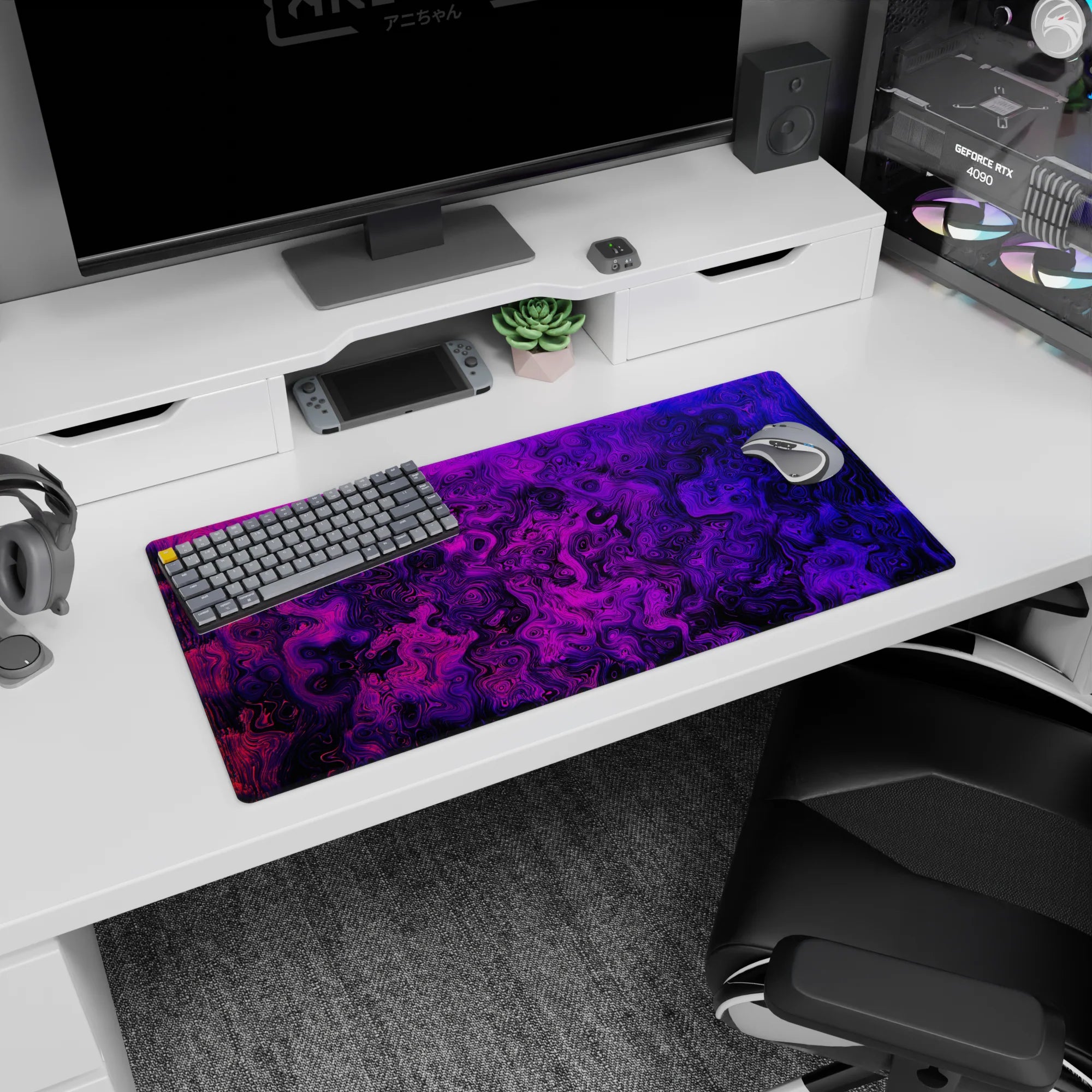 Topographic (Topo) Deskmat | Mousepad | Deskpad - Electric Contours - AniChan