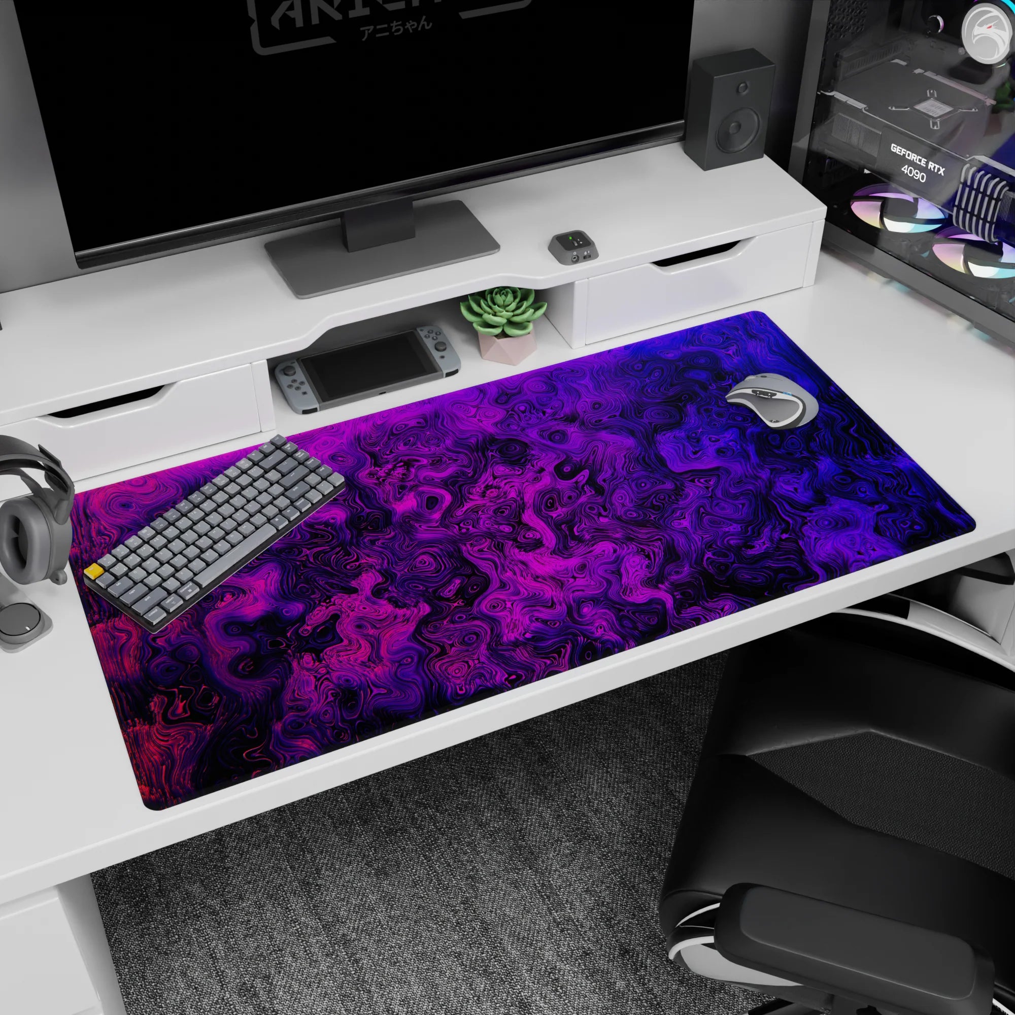 Topographic (Topo) Deskmat | Mousepad | Deskpad - Electric Contours - AniChan